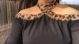 Cheetah cold shoulder top